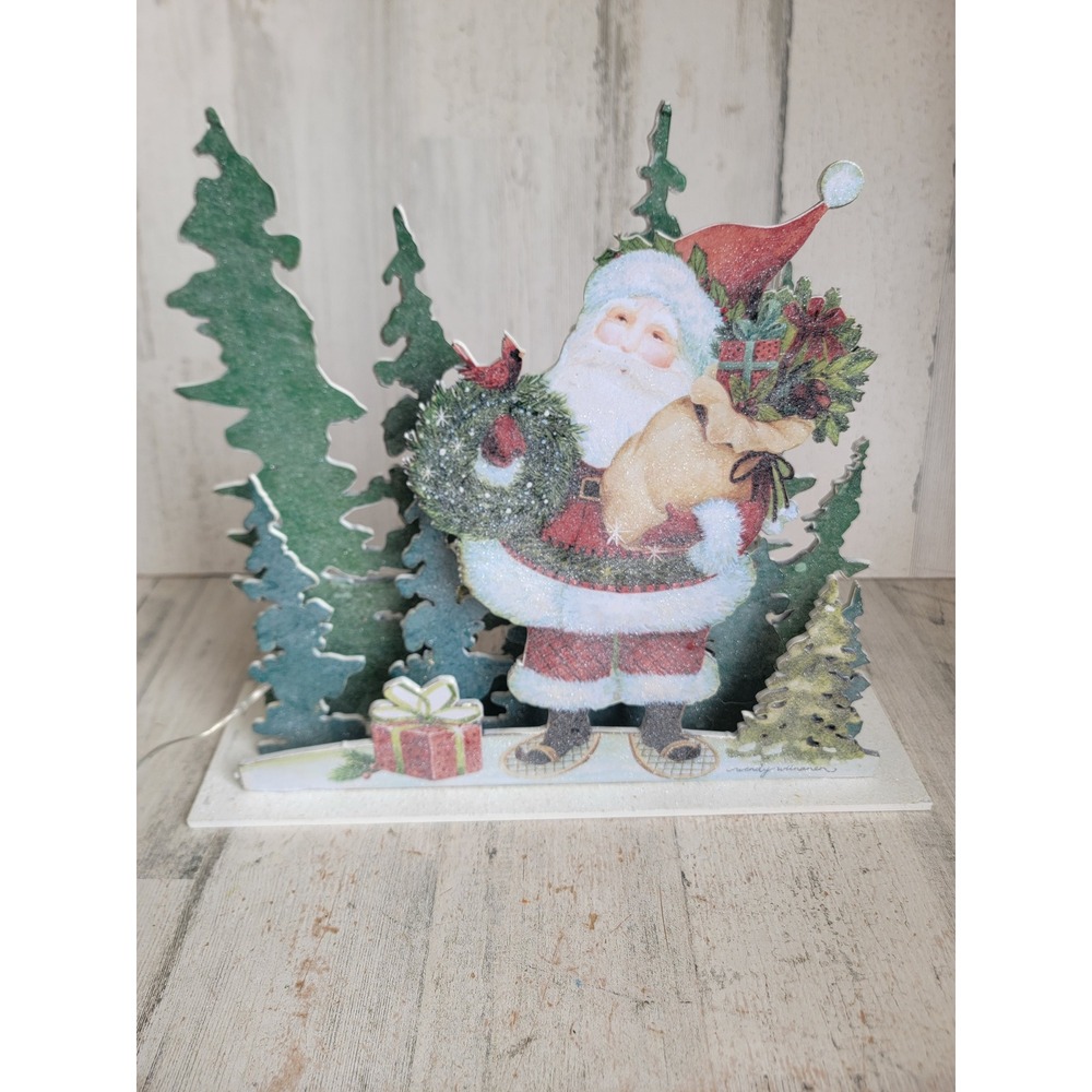 Wendy Wiinanen glitter Scenic Santa Claus light up Xmas home vintage figure